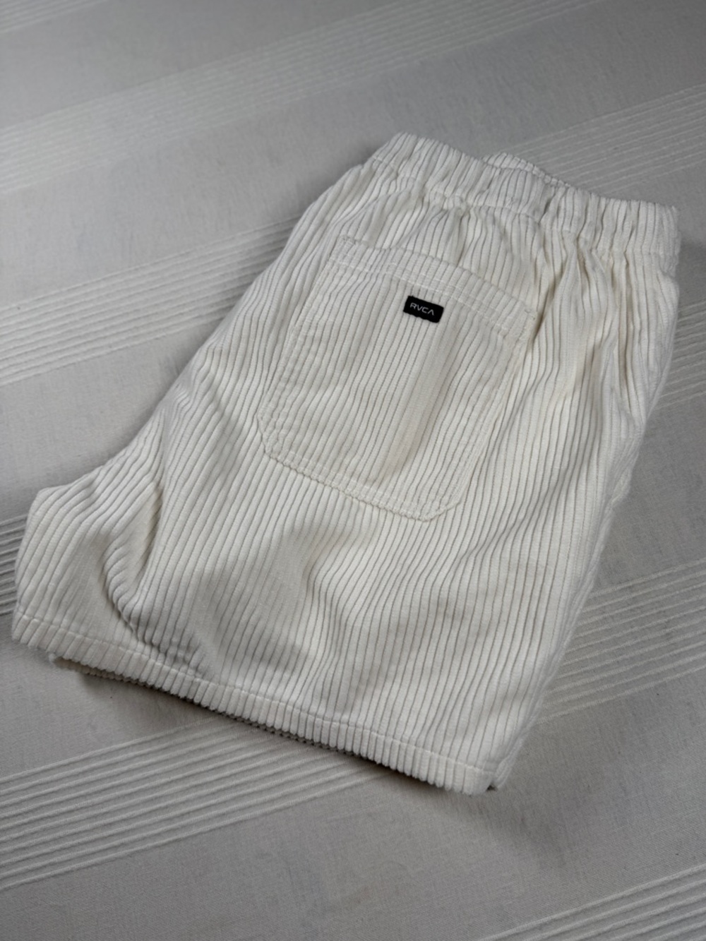 RVCA Women's High-Waist White Corduroy Shorts